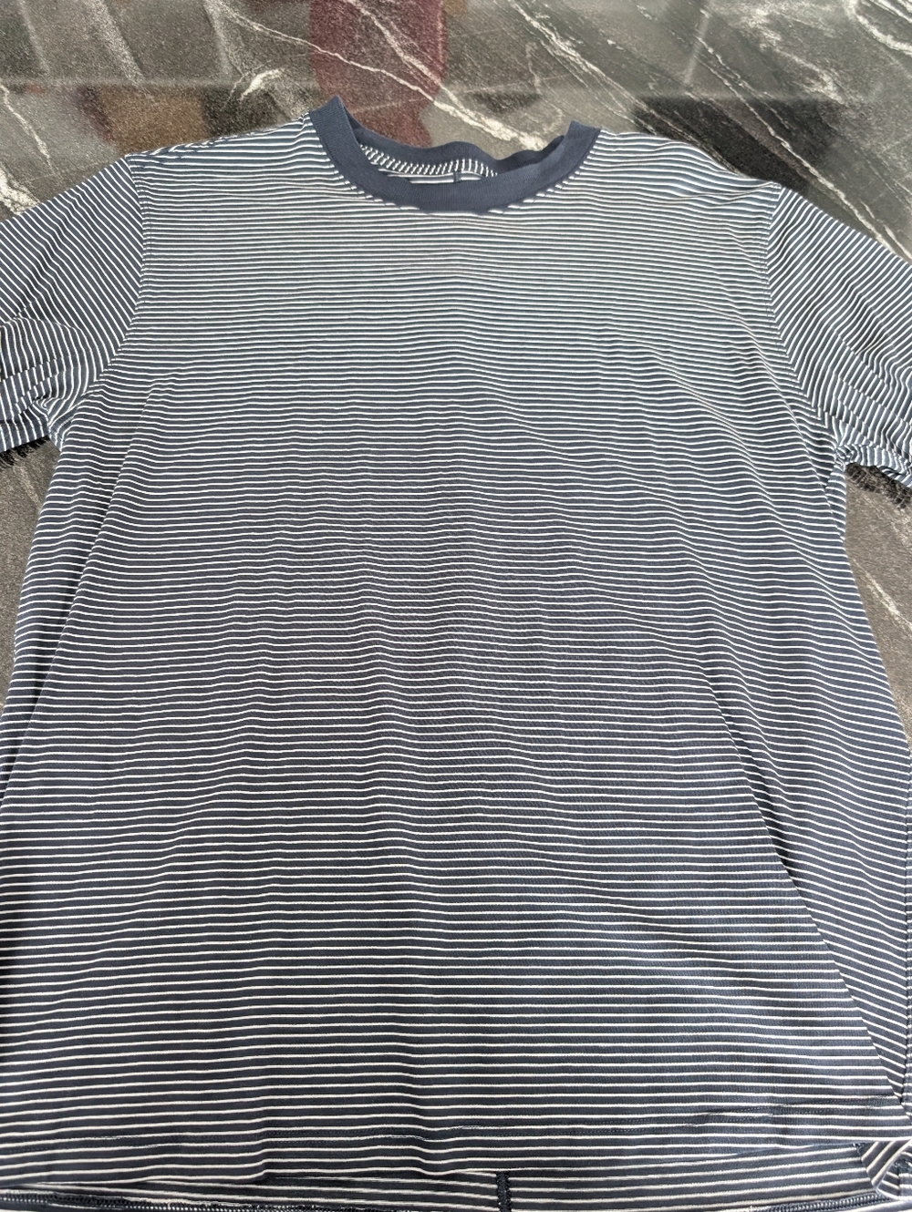 Women's Lululemon Navy & White Striped All Yours Crew Neck T-Shirt